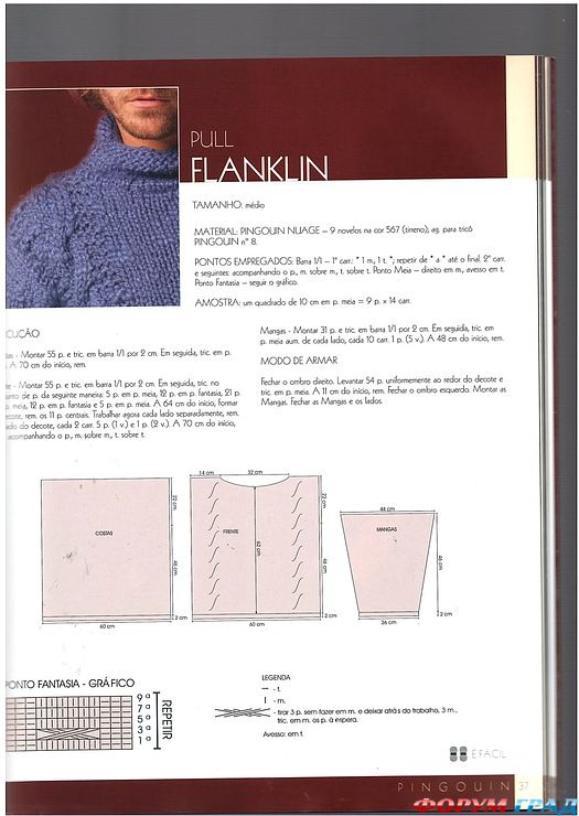 Мужской свитер с косами