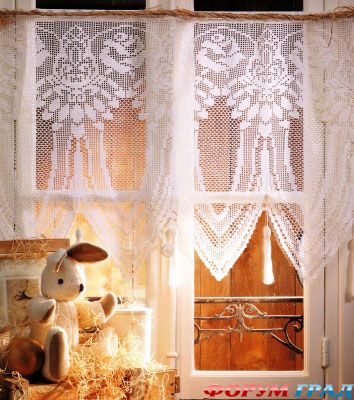 Вязаные шторы примеры