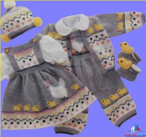 Вязаный комплект цыплята