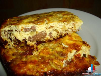 Говядина, запеченная в омлете (разрез)