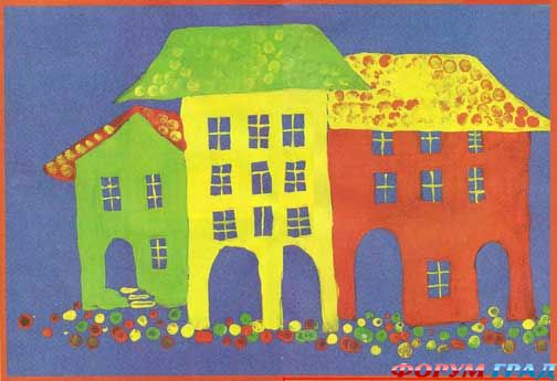 рисуем домик красками