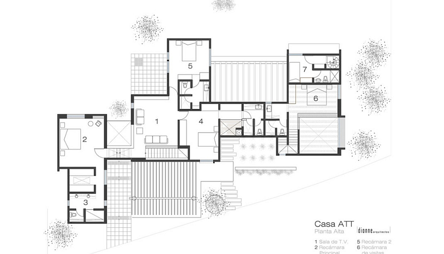 План частной резиденции Casa ATT. Dionne Arquitectos в Мексике