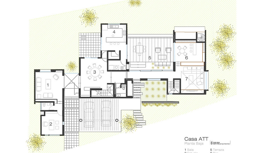 План частной резиденции Casa ATT. Dionne Arquitectos в Мексике