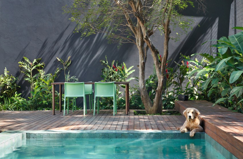 Терраса у бассейна загородного дома DM House в Бразилии