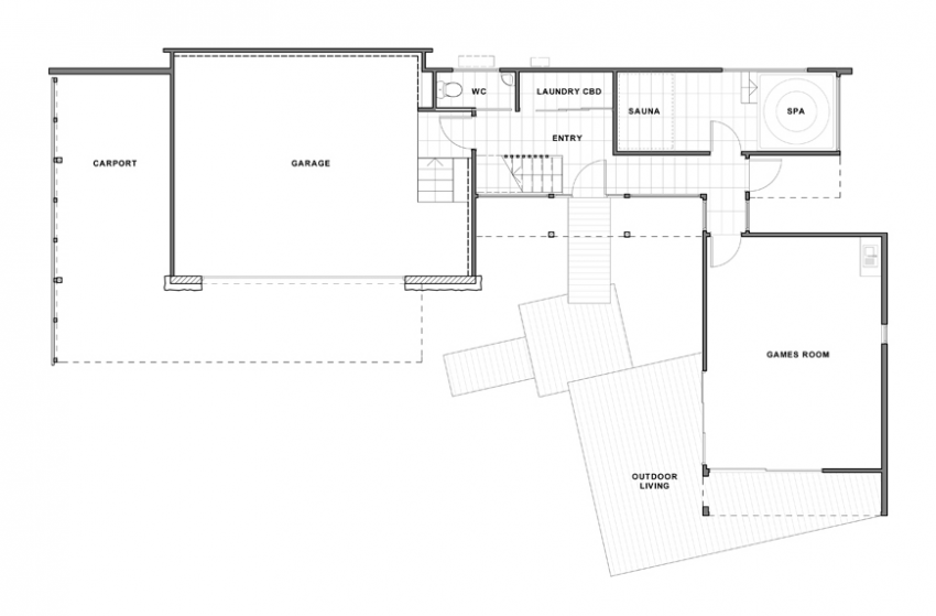 План первого этажа резиденции Motuoapa House в Вайкато, Новая Зеландия