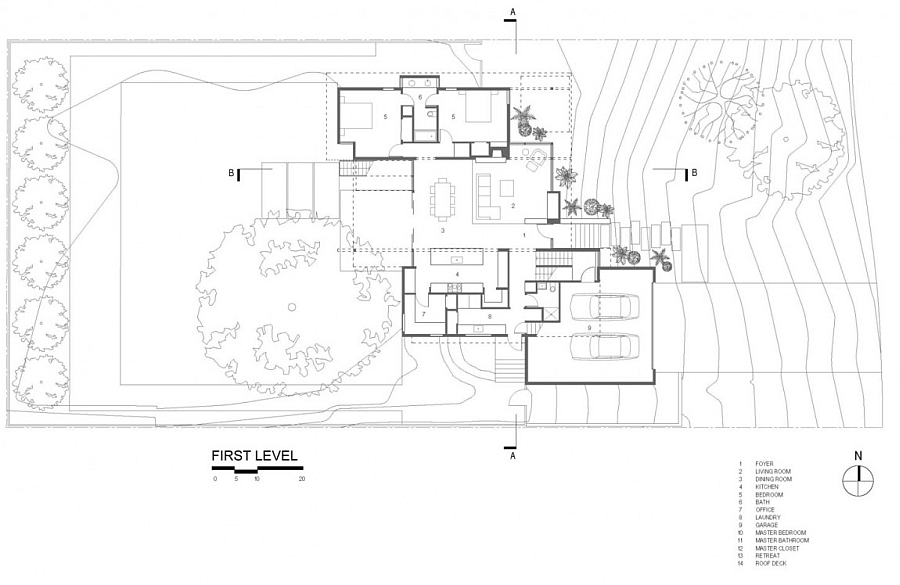 План первого этажа резиденции Barton Hills в США