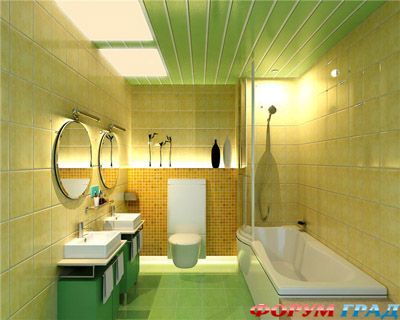 отделка потолка в ванной